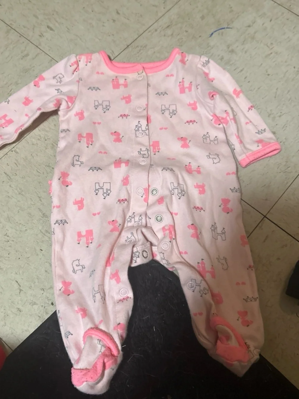 Carter's Pink Puppy & Bow Print Footed One-Piece